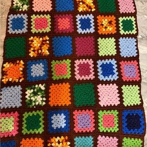 Colorful Crochet Granny Square Blanket